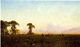 Albert Bierstadt Canvas Paintings - Deer Grazing, Grand Tetons, Wyoming